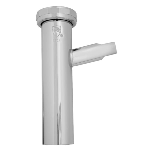 Jones Stephens 1-1/2in. x 8in. Chrome Plated Slip Joint Tailpiece with 1/2in. Branch 22 Gauge P38143 - main